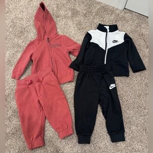 Nike Kids Black and White and Oskkosh Red jogger sets